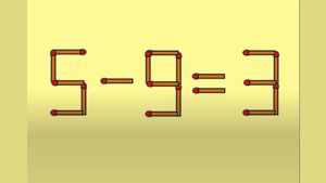 TEST IQ | Mutați un singur chibrit, pentru a transforma 5-9=3 într-o egalitate corectă