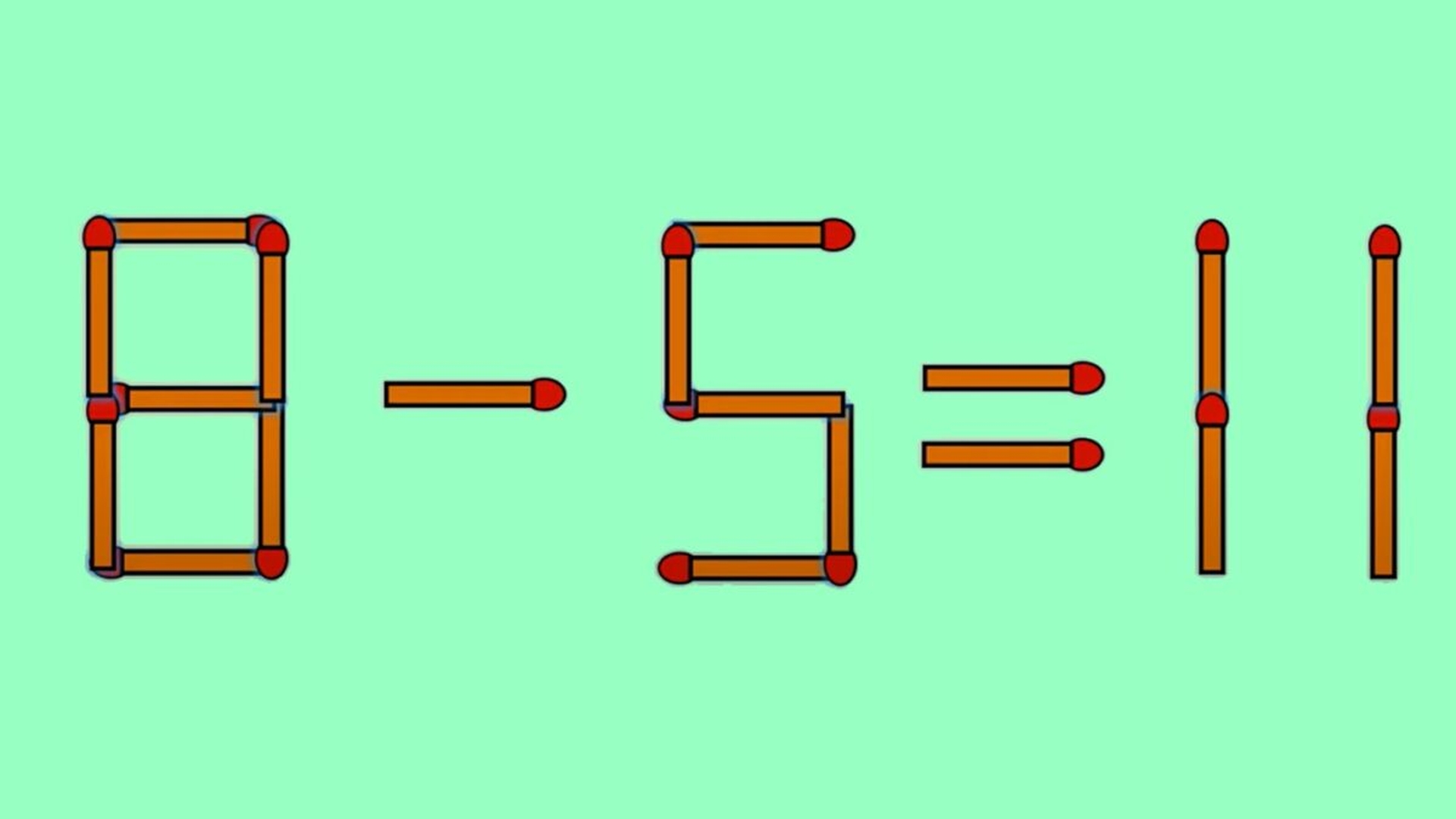 Test de inteligență | Corectați 8 - 5 = 11, mutând un singur chibrit