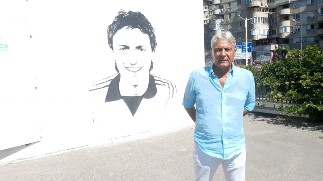 Un craiovean talentat! După ce a pictat chipul lui Ilie Balaci, acum l-a pictat și pe Sorin Cârțu pe unul dintre zidurile Craiovei. FOTO