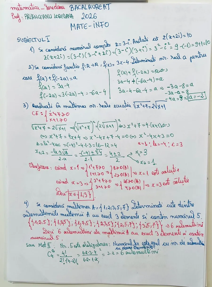 „Profa de mate” a rezolvat primul subiect la proba scrisă de Matematică, specializarea Mate-Info