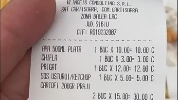 Notă de plată fabuloasă pe Transfăgărășan. Cât a plătit un turist pentru produsele consumate: „Să mai mănânci în România..”