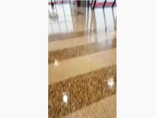 Plouă prin tavanul aeroportului din Craiova! Imagini surprinse de un pasager