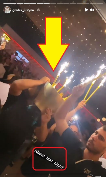 Impresionată de roaba cu care a fost adusă șampania cunoscută drept “Asul de inimă neagră”, șatena a filmat și ea câteva cadre, însă, le-a publicat pe IG Story abia a doua zi © Instagram Stories
