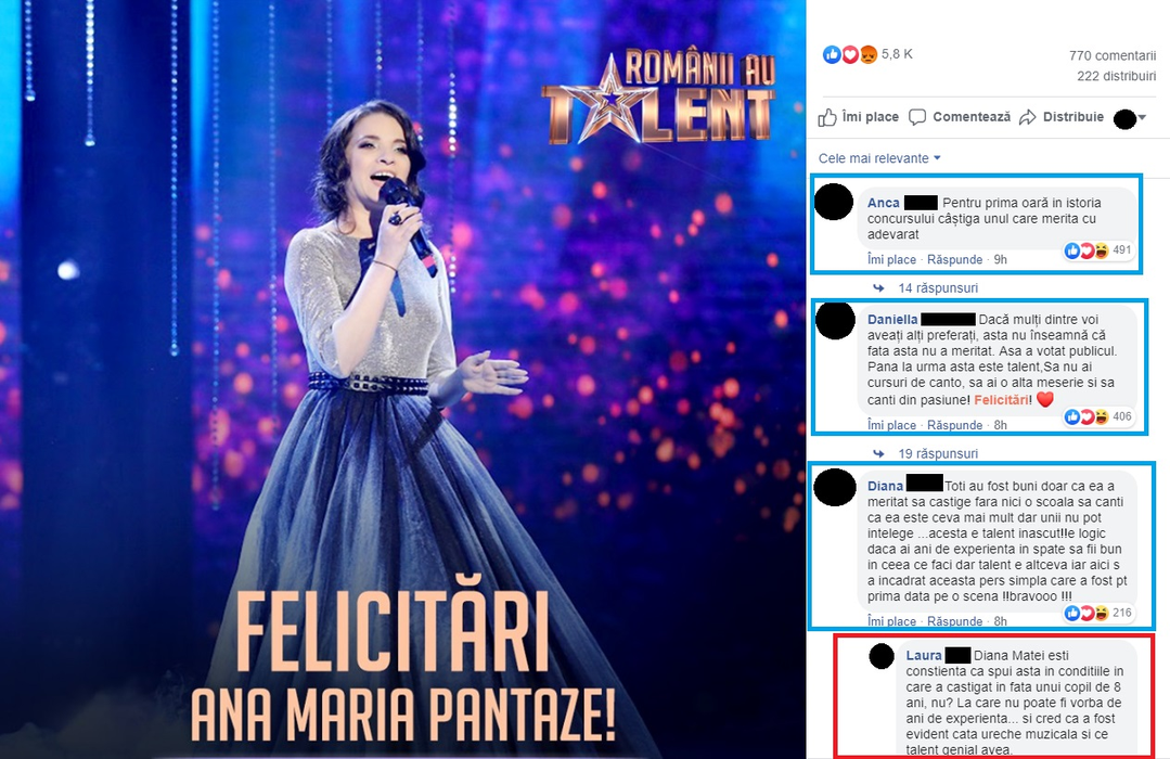 Scandal după ce Ana Maria Pantaze a câștigat Românii au talent. Ce NU s-a văzut la Pro TV
