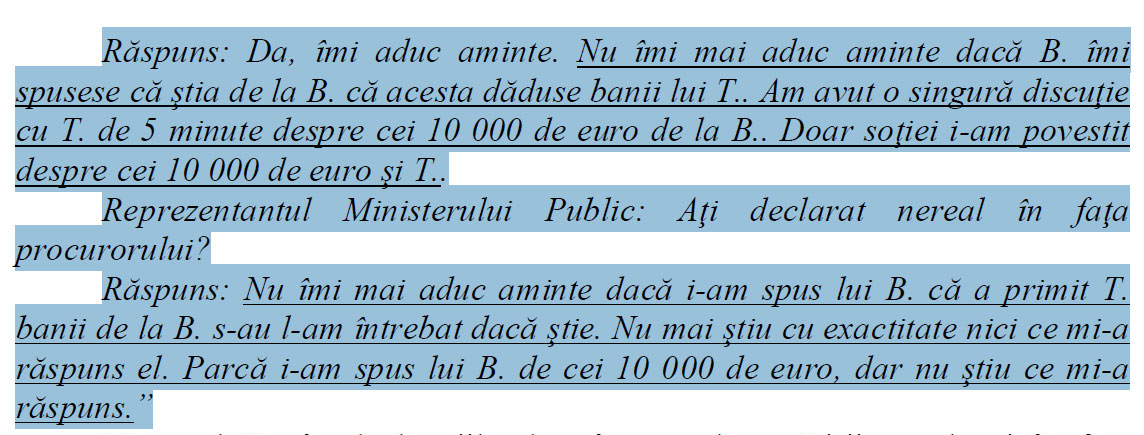 O parte din declarația lui Manole Teodoris în fața magistraților
