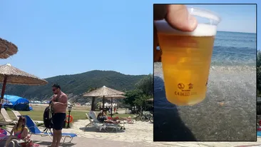 Nu este o eroare! Câți bani a dat un turist român pe o bere, pe plajă în Halkidiki. În Mamaia, un pahar costă 14 lei