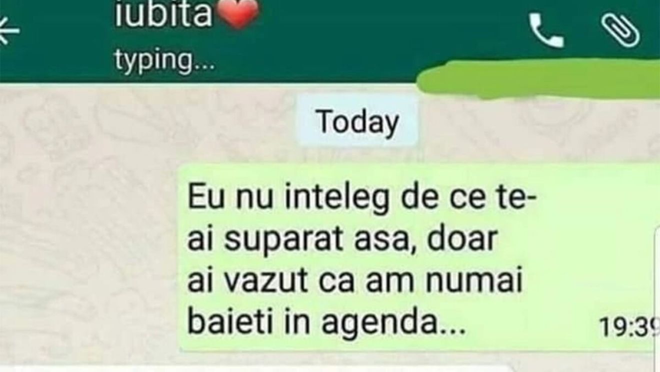 BANC | "Nu înțeleg de ce te-ai supărat, doar ai văzut că am numai băieți în agendă!"
