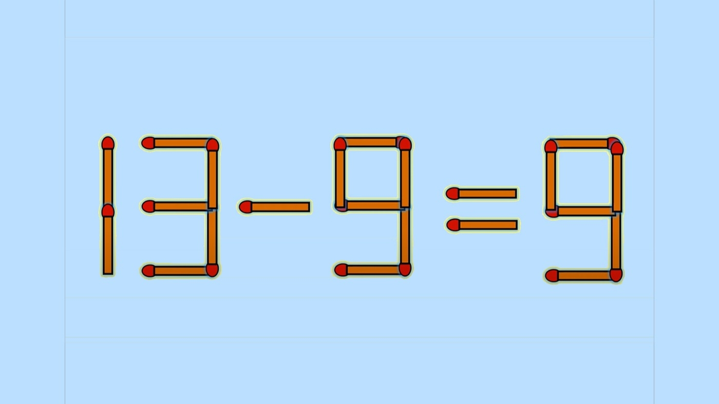Test de inteligență | Mutați un singur băț, pentru a transforma 13 - 9 = 9 într-o egalitate corectă