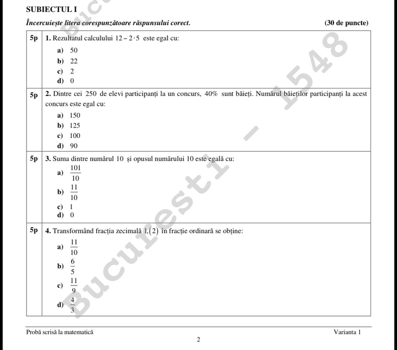 Ce subiecte au picat la Matematică, la Evaluarea Națională 2026? Cum se rezolvau exercițiile