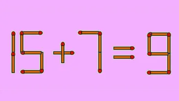 Test IQ exclusiv pentru genii | 15+7=9 este greșit. Pentru a corecta egalitatea, mutați un singur chibrit