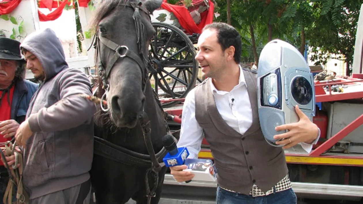 Catalin Maruta s-a plimbat cu trasura cu doi cai prin Bucuresti si a fost amendat de politie