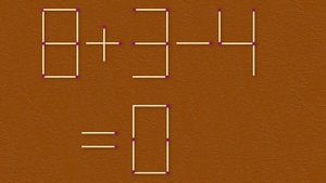 Test de inteligență cu chibrituri | Mutați un singur băț pentru a corecta egalitatea 8+3-4=0