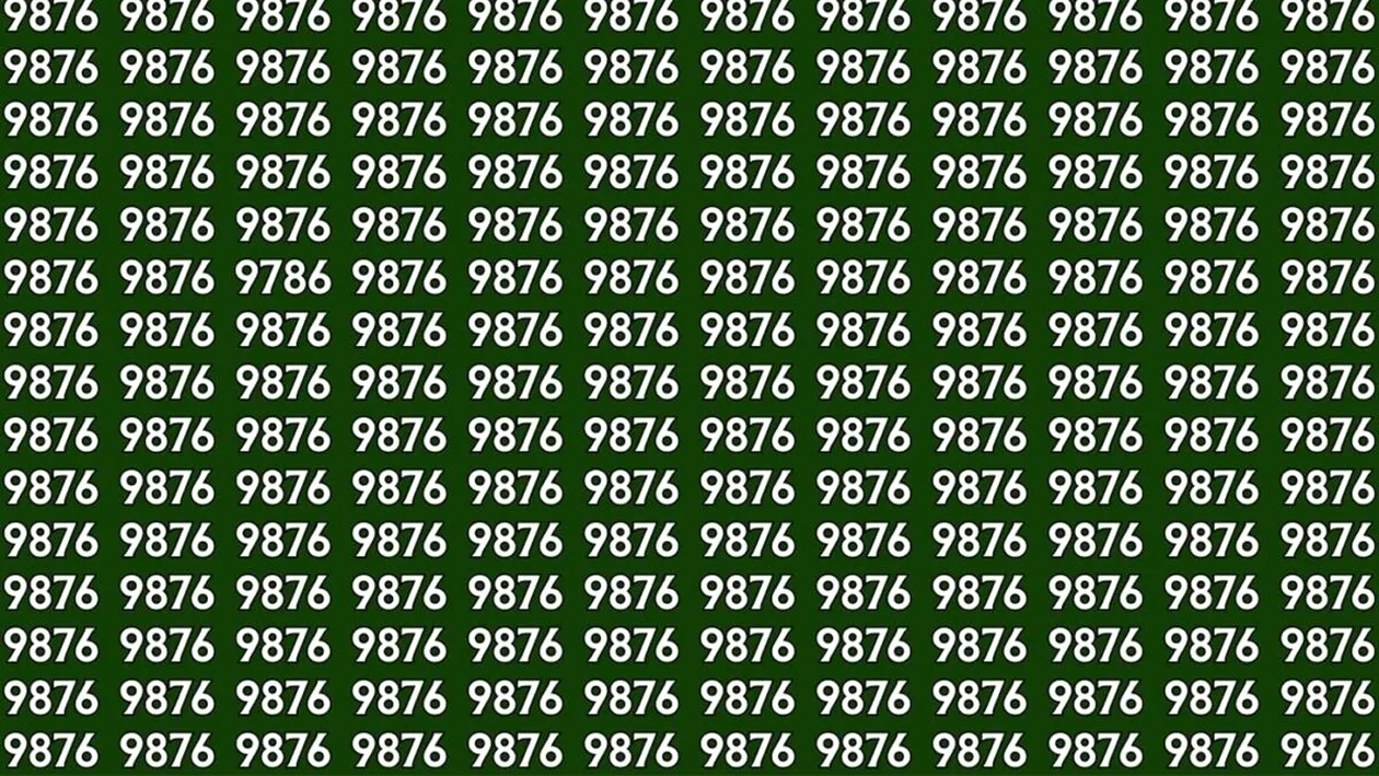 Test de perspicacitate | Găsiți numărul 9786 pierdut dintre numerele 9876 din imagine!