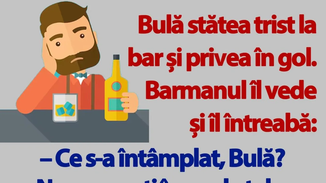 BANC | Bulă stătea trist la bar și privea în gol