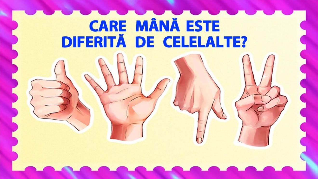 Test IQ pentru genii | Care dintre cele 4 mâini este diferită de celelalte?