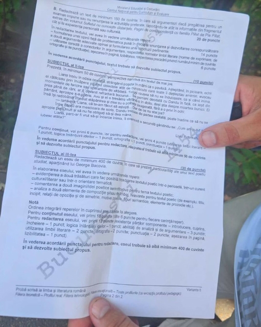 Subiecte BACALAUREAT Limba și literatura română