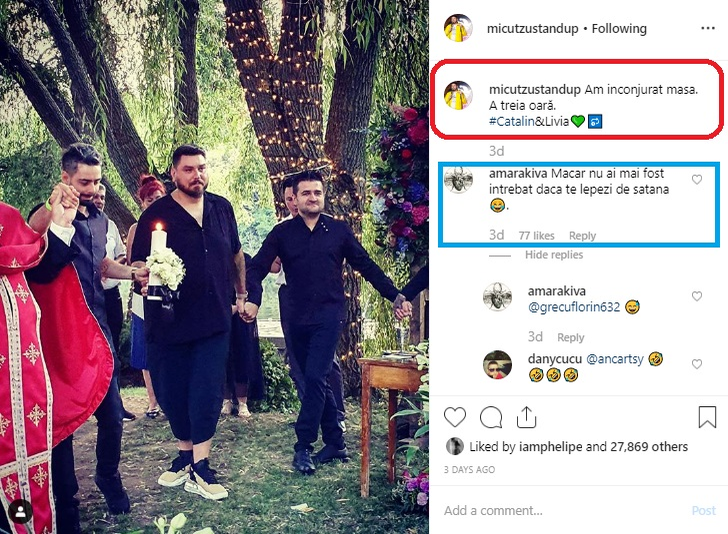 Chiar e o surpriză! Cine sunt nașii lui Cătălin Bordea și ai soției sale, Livia. Gestul neașteptat făcut de comediant în fața preotului