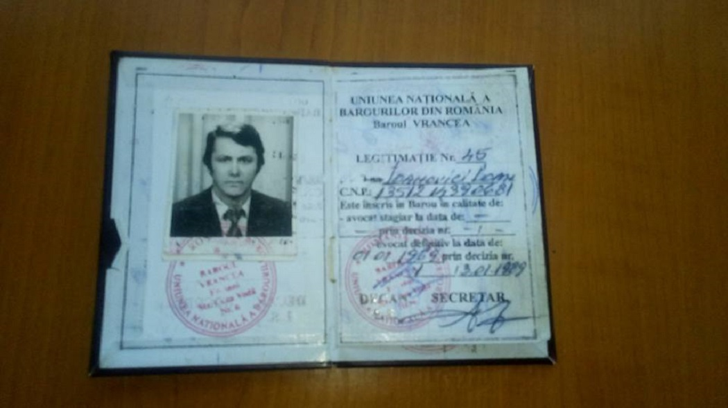 Legitimaţia de avocat a lui Ioan Ioanovici