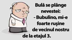 BANC | Bulă se plânge nevestei: "Bubulino, mi-e rușine de vecinul nostru de la etajul 3"