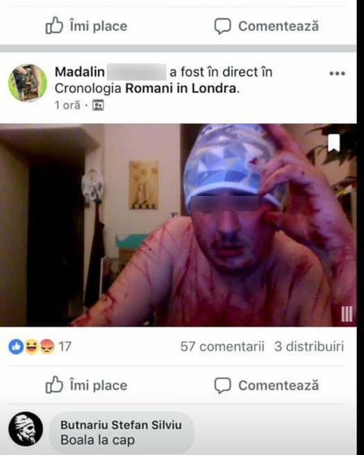 Imagini halucinante! Un român s-a tăiat pe corp într-un LIVE pe Facebook! Nimeni nu mai ştie nimic de el de când s-a oprit transmisiunea