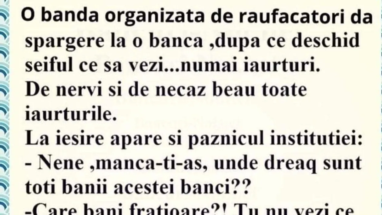 BANC | O bandă dă o spargere la o bancă și găsesc în seif numai iaurturi: Unde-s banii?
