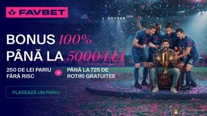 (P) An nou, bonus nou! La Favbet, te înregistrezi și primești până la 5000 de lei și 725 de rotiri gratuite