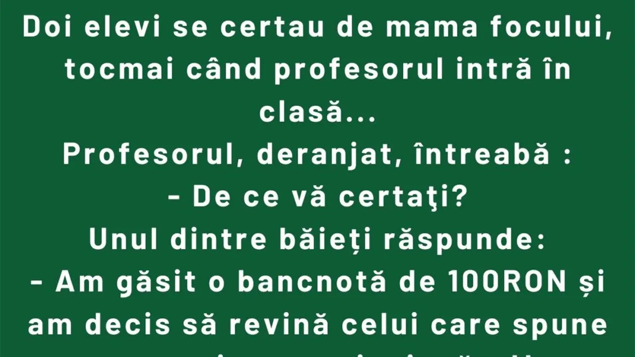 BANC | Elevii, profesorul și bancnota de 100 RON