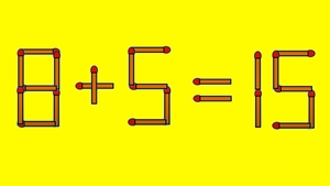 Test IQ cu chibrituri | Mutați un singur băț, pentru a corecta 8 + 5 = 15