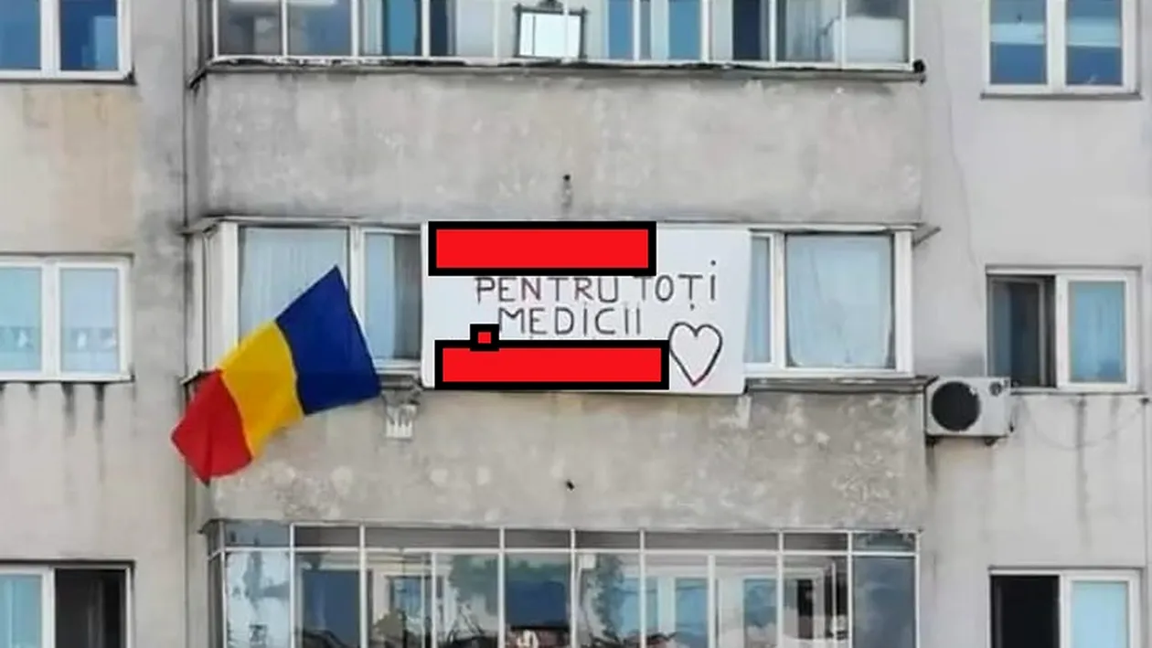 Gestul emoţionant al unui român pentru cadrele medicale din întreaga lume, aflate în lupta cu noul coronavirus! Ce a scris pe o pancartă atârnată la balcon 