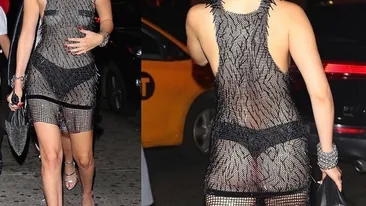 Şi-a pus o pereche de bikini negri şi o rochie plasă şi a ieşit la plimbare! Cine e bruneta celebră care a şocat cu ţinuta ei