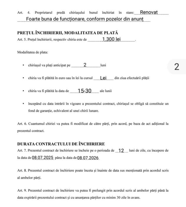 După ce încheie ”contractul” cu victimele sale, ”proprietarul” le cere să-i transfere banii de chirie