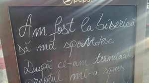 Mesajul viral scris pe tăblița de intrare al unui restaurant! Clienții au izbucnit în râs când au citit