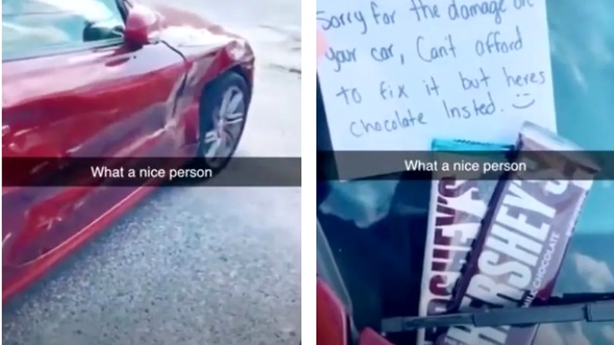 Nu e glumă! Ce mesaj superficial a primit o femeie pe parbrizul mașinii parcate, după ce i-a fost avariată de un șofer neatent