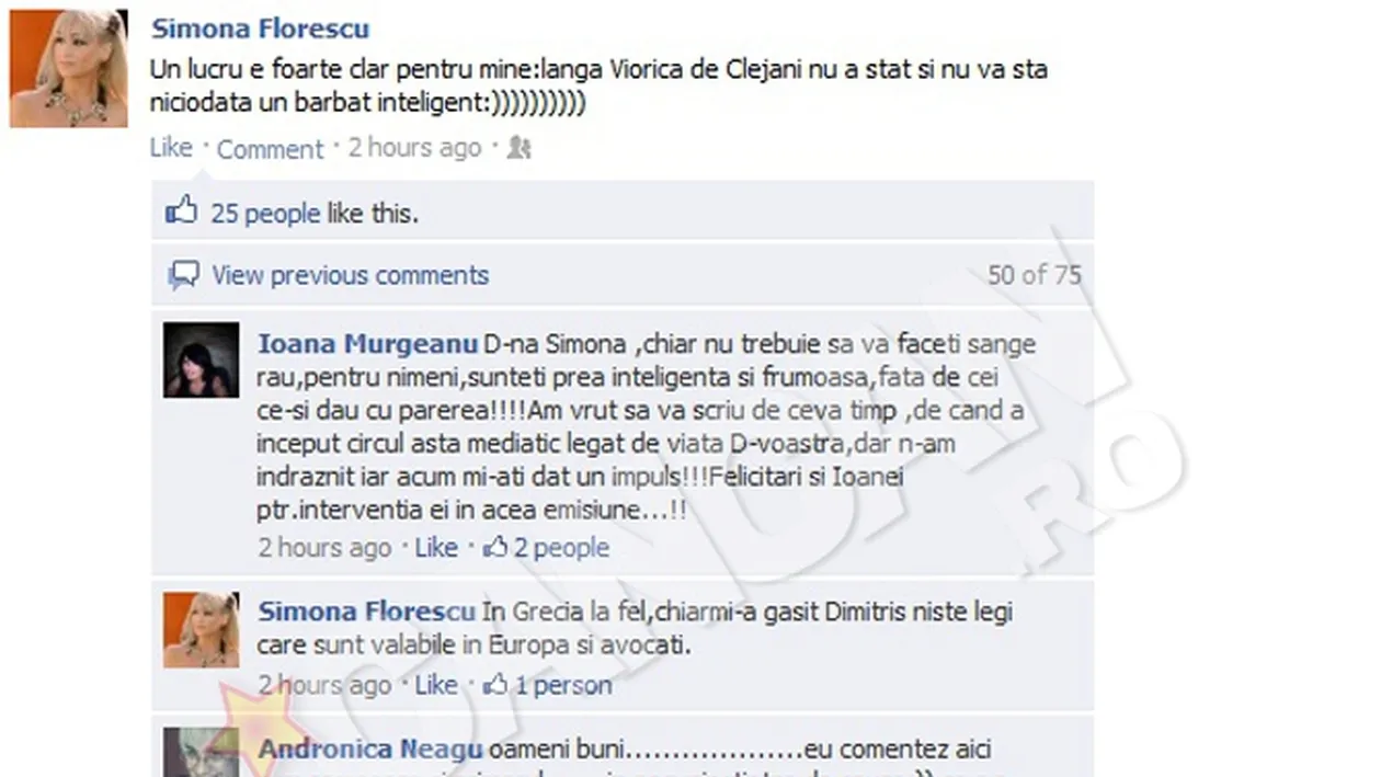 Simona Florescu a luat foc dupa ce Ionita i-a cantat la balcon: Langa Viorica de la Clejani nu va sta niciodata un barbat inteligent”