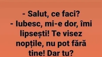 Bancul începutului de iulie | „Iubesc, mi-e dor, îmi lipsești”