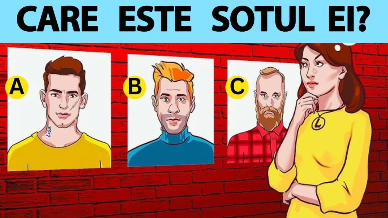 TEST IQ exclusiv pentru genii | Care dintre acești 3 bărbați este soțul femeii din imagine?