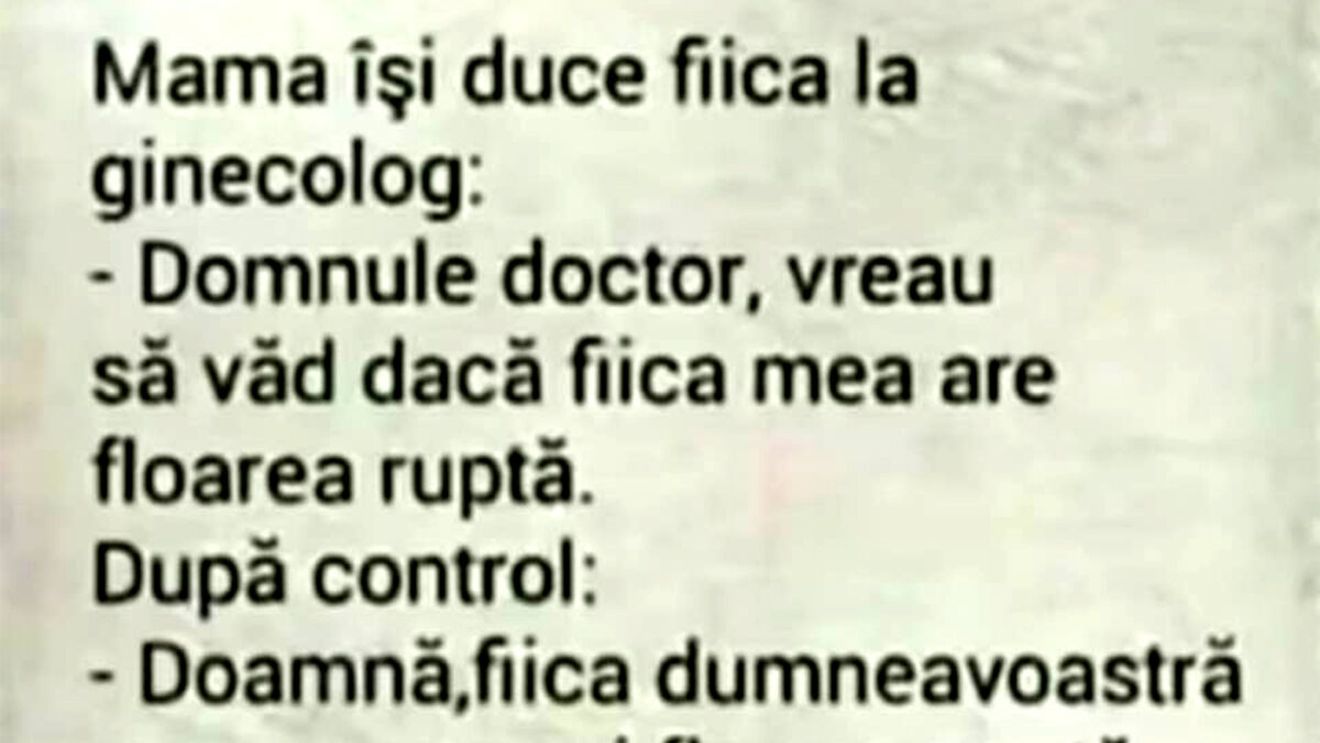 Bancul de weekend | Mama își duce fiica la ginecolog