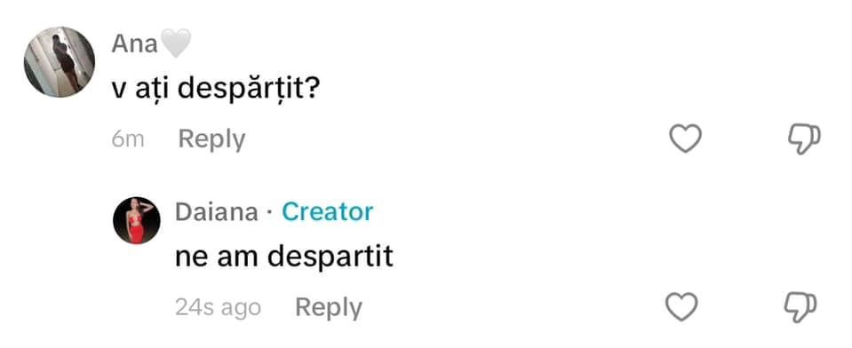 Daiana confirmă separarea de Rareș. (SURSA: TIKTOK.COM)