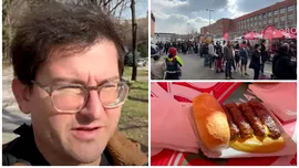 Un neamț a venit în București, să mănânce mici în Piața Obor. Cum a reacționat turistul când a văzut coada de sute de persoane