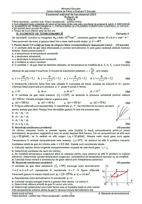 Subiecte la Fizică (Part II)