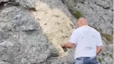 Cum și-a explicat gestul bărbatul care a fost prins în timp ce făcea graffiti pe Transfăgărășan: ”E stâncă”