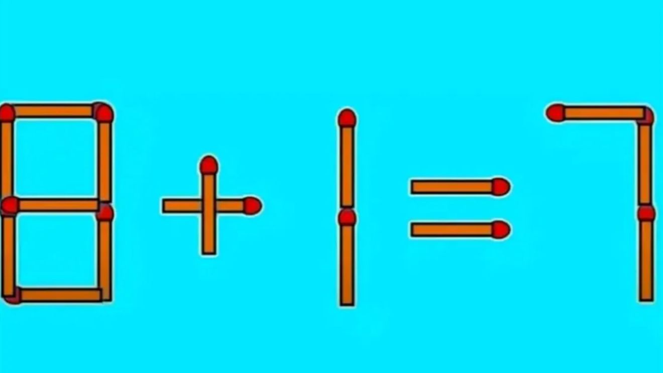 Test IQ | Cum faci ca ecuația 8+1=7 să fie corectă? E nevoie să muți un singur băț de chibrit