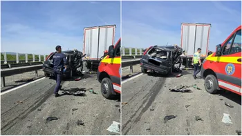 Accident grav pe autostrada A1! A fost solicitată intervenția elicopterului SMURD, iar traficul este blocat