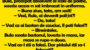 BANC | Bulă, proaspăt absolvent al şcolii de poliţie, soseşte acasă-n sat îmbrăcat în uniformă