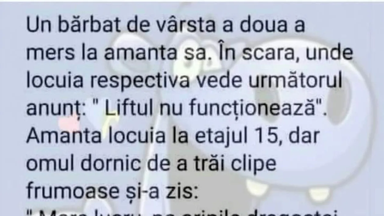 BANCUL ZILEI | Bărbatul de vârsta a doua și amanta de la etajul 15