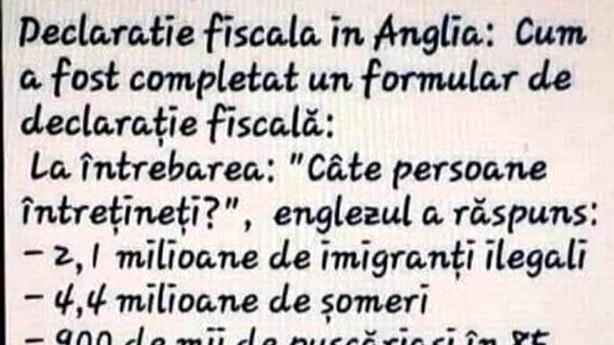 Bancul de weekend | Cum completează englezii declarațiile fiscale