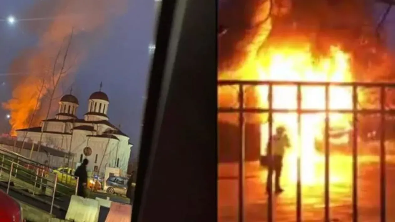 Incendiu puternic la biserica de la Doamna Ghica, din București. ISU, prima reacție