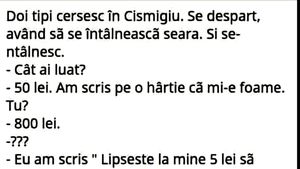 BANCUL ZILEI | Doi tipi cerșesc în Cișmigiu