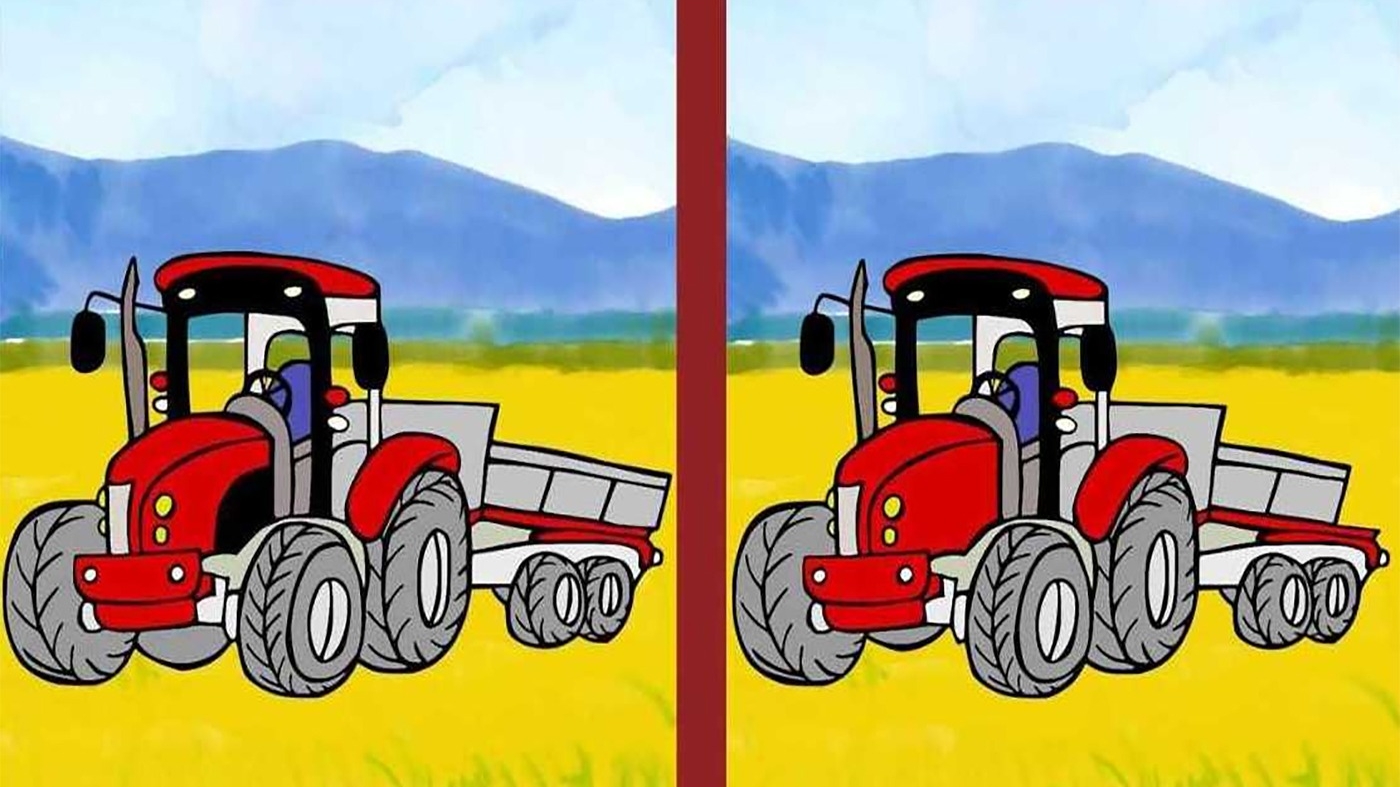 Test de perspicacitate | Tractorul din stânga și cel din dreapta par identice, dar nu sunt. Găsiți 3 diferențe!