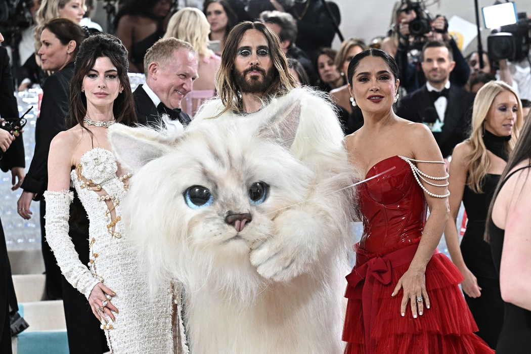Anne Hathaway, Jared Leto and Salma Hayek Pinault attend
The 2023 Met Gala Celebrating Karl Lagerfeld: A Line Of Beauty - NYC, NEW-YORK, United States - 02 May 2023,Image: 773242689, License: Rights-managed, Restrictions: , Model Release: no